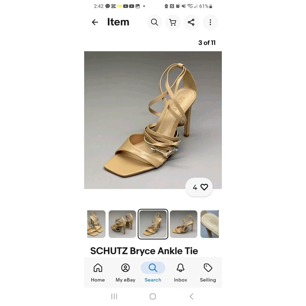 SCHUTZ Bryce Ankle Tie Women's Leather High Heel Sandal Light Nude Sz 10.5B (New